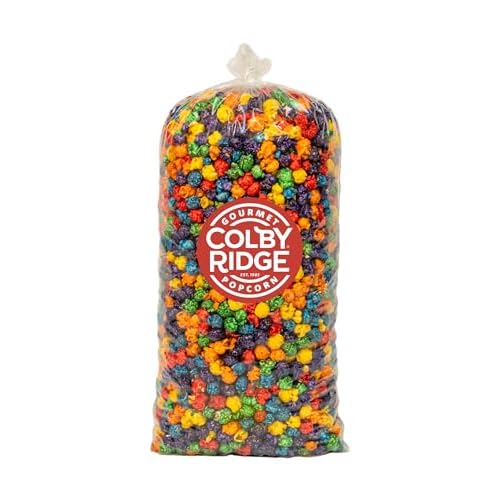 Colby Ridge Gourmet Craft Popped Gluten Free Popcorn Bulk Sized Large Gift Party Bags Bulk 5 Gal. 80 Cups Rainbow