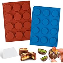 Webake Mini Size Cake Puck Mold Set, Silicone Flat Cake Pop Molds 1.75" x 0.75", BPA Free 2 Molds and 1 Scraper
