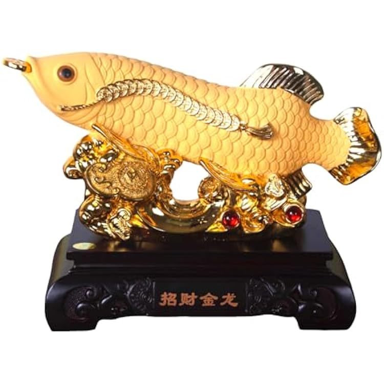 25 Inch Big Feng Shui Golden Arowana Fish Statue