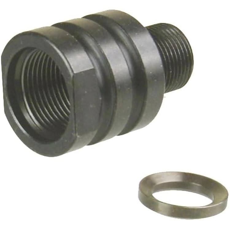 58X24 Inside Thread Converte To 12-28 Outside Thread TPI Protector Convertor, 58 Female To 12 Male dapter, With a Free 12 Crush Washer, Steel Black