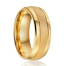 | Lined Channel Band - 8mm Wide Curved Tungsten Wedding Ring with Matte Center
