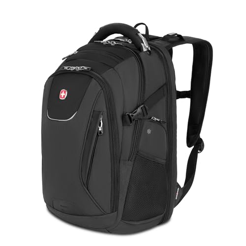 SwissGear Travel Tech Elite Laptop Backpack Fits Laptops up to 16 ScanSmart TSA-Friendly Backpack with USB Port, Shoe Compartment & Organizer Pockets Heather Grey