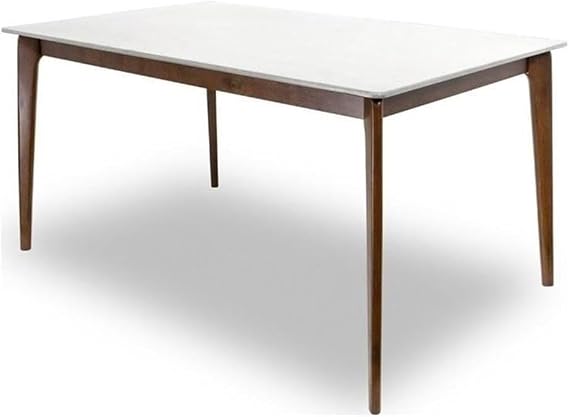 Sella Modern Solid Wood Walnut White Top Rectangular Kitchen&Dining Room Table