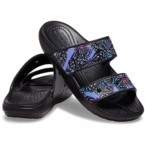 Crocs Unisex Classic Sandal - Seasonal Graphics BlackMulti Glitter Mens 3, Womens 5 Medium