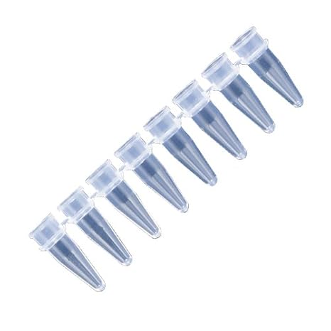 Axygen PCR-0208-C Thin Wall 8-Strip PCR Tube Strips without Caps, 0.2mL, Clear PP (1 Case: 8 Tubes/Strip; 125 Strips/Unit; 10 Units/Case)