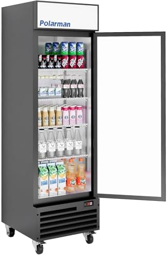 Commercial Merchandiser Refrigerator with Glass Door, 7.5 Cu. Ft Display Refrigerator Upright Beverage Cooler with LED Light,21 Small Drink fridge for Restaurant,Shop