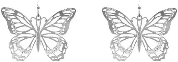 Exquisite Butterfly Adornments Fashion Butterfly Filigree Earring - Lightweight Gift, Fish Hook, Cutout, Stylish Elegant (Silver, Base Metal)