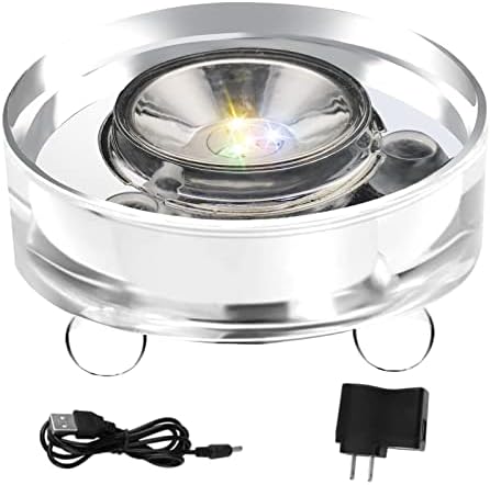 Crystal Led Light Base for 3D Display Lighted Up, 4 LED Bead 7 Colors Led Crystal Light Base Multi-Color Automatic Flashing Show Stand for 3D Glass Art Craft Shows (Round)