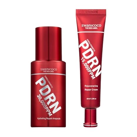 Swanicoco 35,000ppm PDRN Ampoule Cream Set for Rejuvenating Skin Regeneration, Aging Care, Wrinkle Care, Intensive Glow, Skin Elasticity, Cica Exosome, Niacinamide, Hyualuronic Acid, Stocking Stuffer,