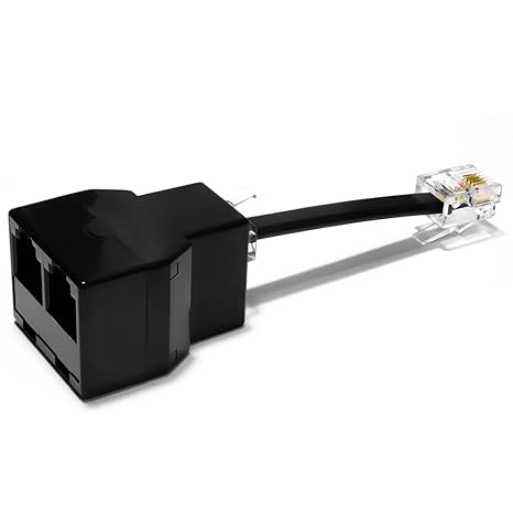Phone Jack Splitter for Landline Telephone RJ11 6P4C 2 Way Adapter (1 Splitter + 2.5 Inch Cable)