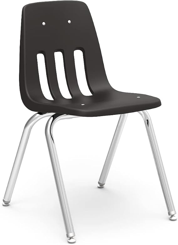 Virco 9018 Classroom Chair 18" Seat Height (Set of 4) - Black | For 5th Grade to Adult, Stackable, No Assembly Required, Ideal for Schools and Learning Spaces, Made in USA