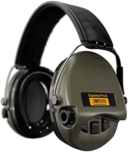 Sordin Pro-X Ear Muffs - Active and Electronic Ear Defenders wLeather Headband - Foam Pads - Earmuffs for Hunting & Shooting