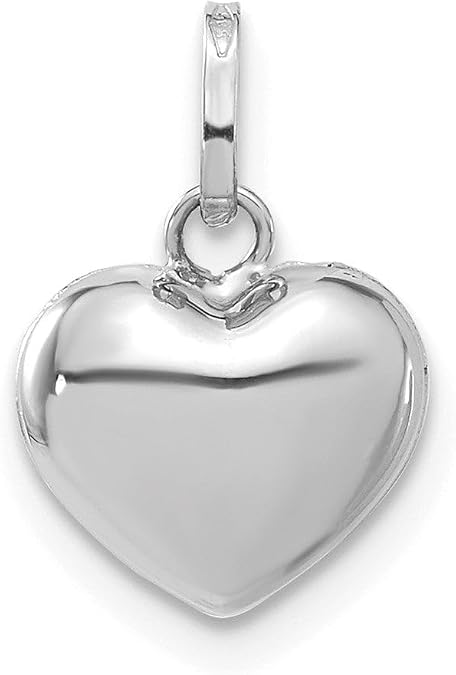 Jewelry Affairs 14k Real White Gold Puffed Heart Pendant, 14x10mm