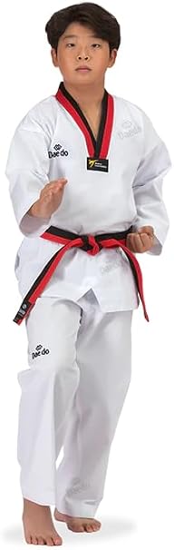Daedo Taekwondo Dobok for Kids Lightweight WT Approved Martial Arts Uniform Jacket and Pants Set 80/20 Poly-Cotton