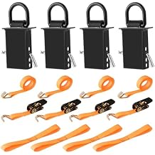 Stake Pocket D Rings for Trailer, Heavy Duty 12,000 lbs D Ring Tie Down Anchor with 1/2" Hitch Pin, Ratchet Straps 4PCS, for Truck Bed, Trailer, Tractor