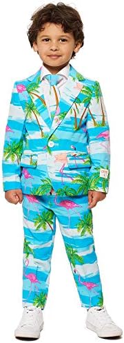 Opposuits Boys Flaminguy Flamingo Suit - Tropical Party Outfit - Including Blazer, Pants and Tie - Multicolor