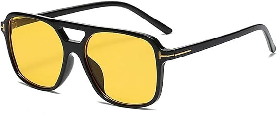 Vintage Square Sunglasses Female Black Yellow Fashion Candy Colors SunGlasses,Black Yellow,141 * 146 * 50mm