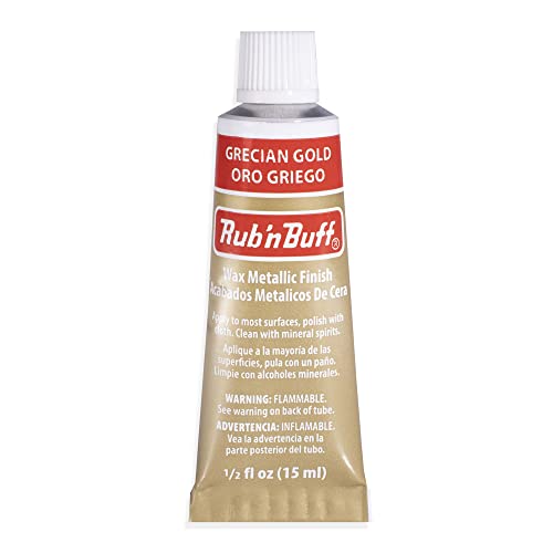 AMACO Rub n Buff Wax Metallic Finish - Rub n Buff Grecian Gold 15ml Tube - Versatile Gilding Wax for Finishing Furniture Antiquing and Restoration - Rub and Buff Colors Single Tube