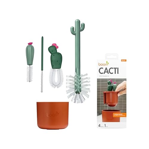 Boon Cacti Bottle Cleaning Brush Set, Terracotta , 4 Piece Set