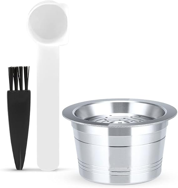 RECAFIMIL Reusable Coffee Capsules Stainless Steel Refillable Coffee Filter Compatible for Caffitaly Tchibo Cafissimo Coffee Machine 1 Capsule+1 Brush+1 Spoon