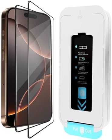 iPhone 15 Pro (6.1 inch) 2 Pack HD Screen Protector (Military Grade 9H& Simple Install) - Shatterproof, Ultra Clear Glass, Full Edge Coverage, Full Install Kit
