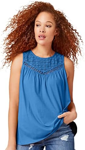 ellos Plus Size Crochet Lace Tank