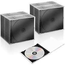 Upgraded Standard Single Clear CD Jewel Case,CD Storage Case with Assembled Black Tray, Thickened Material, 25 Pack