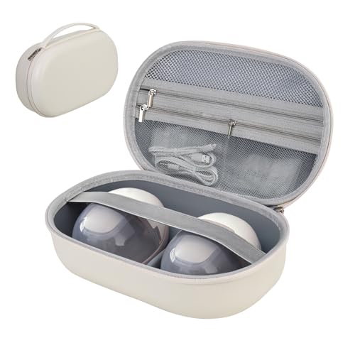 Wearable Breast Pump Bag, Carrying Case Compatible with Eufy Breast Pump, Portable Hard Shell Storage Bag with Zipper, Mesh Pocket and Elastic Strap, Holds 2 Pumps and Accessories, Ideal for Travel