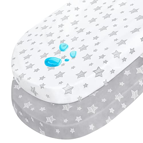 Waterproof Bassinet Sheets 2 Pack, Compatible with Dream On Me KarleyLacy & Fisher-Price & Baby Delight Snuggle Nest Bassinet, 30 X 15 Fits Most bassinets and Cradles