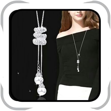 Cathercing Spiral Pearl Pendant Long Necklace for Women Sweater Chain Statement Necklace Choker Adjustable Elegant Jewelry Crystal Accessories Dressy Collocation Winter Evening Party Wedding