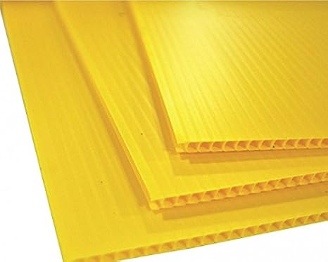 Coroplast Polypropylene Sheet, 24" Length x 18" Width x 5/32" Thick, Yellow (Pack of 1)