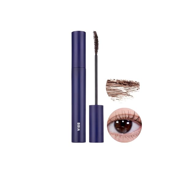 BBIA Never Die Mascara 2 Color Power Volumizing & Lengthening, Curling, Fixing Lashes, Intense Length, Feathery Soft Full Lashes, No Smudging & Clumping, Waterproof, K-Beauty (02 POWER BROWN)