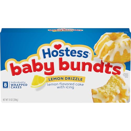Hostess Baby Bundts, Lemon Drizzle Flavored Mini Cakes, 10 oz. Box, 8 Count