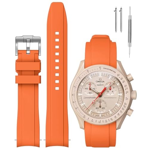Strap for 20mm MoonSwatch,Curved Silicone Replacement Band for Omega X Swatch Speedmaster Watch 20mm,Soft 22mm Strap for Men Women Watch