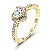 MDFUN Luxurious 18k Gold Plated Cubic Zirconia Wedding Engagement Rings Eternity Bridal Band Halo Rings
