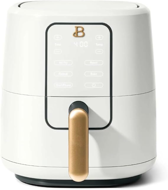 SadBe 3 Qt Air Fryer with TurboCrisp Technology, White Icing by Drew Barrymore