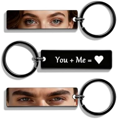 QYH Custom Eye Engraved Keychain Personalized Keychain Eyes Photo and Text, Double-Sided Custom Key chain for Men and Women