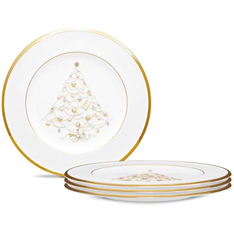Noritake Palace Christmas Gold Holiday Accent Plates, 2, Set of 4
