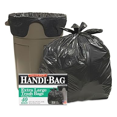 Super Value Pack Trash Bags, 33gal.65mil, 32.5 x 40, Black, 40/Box (5 Boxes)