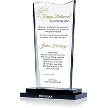 Personalized Crystal Retirement Service Award Plaque for Her, for Him, for Man, for Woman, Customized with Retiree's Name, Unique Retirement Gift for Coworker, Colleague, Employee, Staff (M - 7.5")
