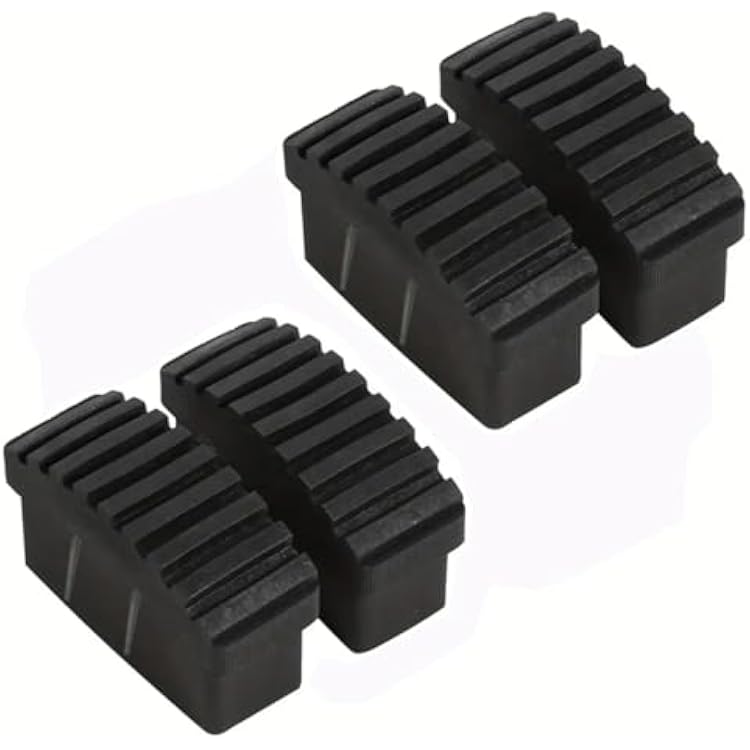 4-Pack Insert-Style Rubber Ladder Feet, Black Non-Slip Step Ladder Foot Pads, Inset Mount Replacement End Caps for Extension Ladders