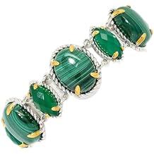 925 Sterling Silver Malachite,Green Agate Bangle