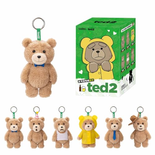 POP MART Ted 2 Teddy Bear Action Plush Pendant Blind Box Figures, Ted Doll Pendant Random Design, Collectible Toys Home Decorations, Single Box