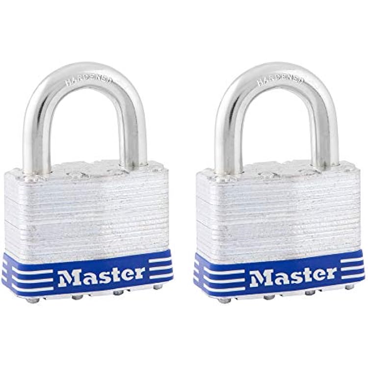 Master Lock 5T Outdoor Padlock with Key, 2 Pack Keyed-Alike, Silver