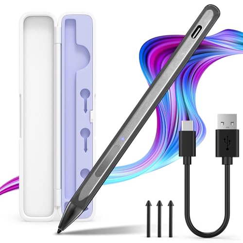 Stylus Pen for Microsoft Surface Pro11109876543X Surface LaptopBookSurface Go32,with Storage Box, 4096 Tilt Pressure,Magnetic Attachment, USB-C Fast Charging, Palm Rejection Function,Black