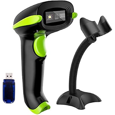NADAMOO 2D Wireless Barcode Scanner with Stand, Compatible with Bluetooth & 2.4G Wireless & Wired Connection, Cordless QR Code Scanner USB Image Bar Code Reader for Computer Tablet iPhone iPad Android
