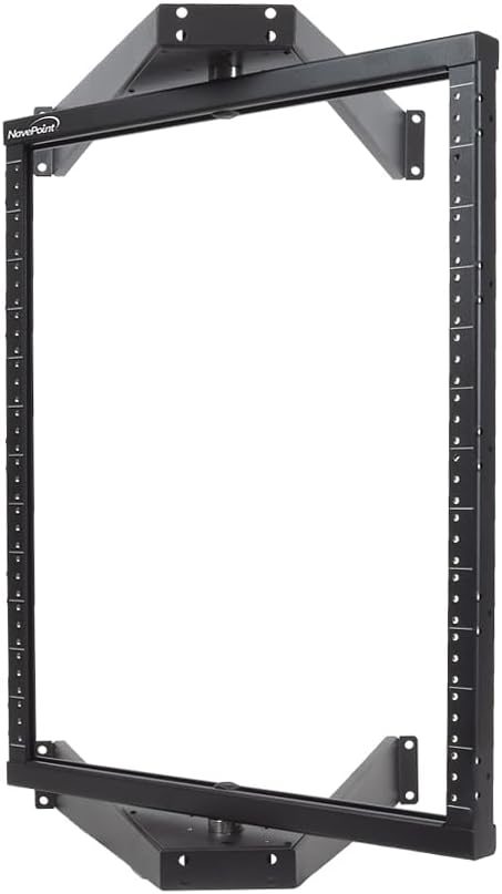 NavePoint 12U Pivoting Wall Mount Server Rack - Heavy Duty 19 Inch Equipment Open Frame - 12U Network Rack for AV & IT Gear, 18-Inch Depth, Black