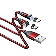 Magnetic Charging Cable 2 Pack 360& 180 Magnetic Phone Charger Cable 2.4A USB C Charging Cable for Type C (1.6ft*2)