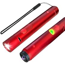 Tactical Flashlight 500 Lumens, LED Flashlight Rechargeable with Lighter & Alarm, 150m Beam Distance, USB-C 5V EDC Flashlight, Compact Handheld Light for Camping, Hiking, Fishing, Cycling (Red)