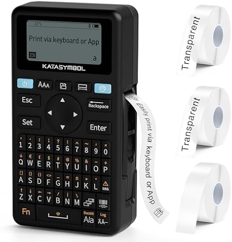 SUPVAN Label Maker E11 with 2 Rolls Transparent Continuous Label & 1 Roll White Continuous Label